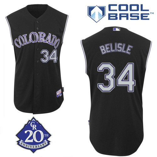 Matt Belisle #34 MLB Jersey-Colorado Rockies Men's Authentic Alternate 2 Black Baseball Jersey
